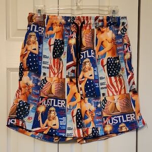 Hustler Playboy USA Patriotic Racy Graphic Swim Shorts